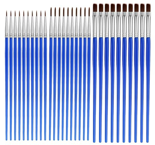 Art Paint Brush Set, 30 PCS Small Artists Paint Brushes Fine Paint Brush Bulk for Detail Painting (Flat and Round Pointed)