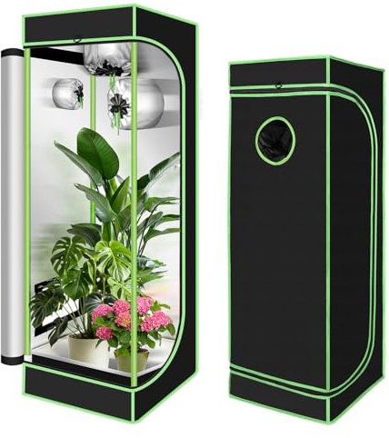 Vigevee Tente de culture d'intérieur 40 x 40 x 120 cm, Oxford 600D opaque et étanche, avec fenêtre d'observation, pour la croissance des plantes