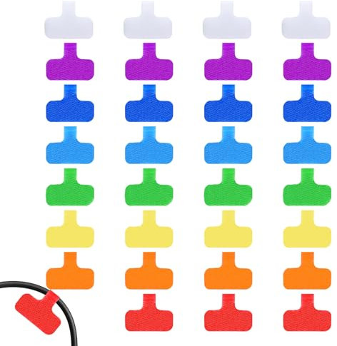 Wanmu 32 Stück Kabeletiketten, 6 x 3.8 cm Kabel Beschriftung Kabelbeschriftung Beschreibbare Kabel-Etiketten zum Identifizierung Kabel für Home Office Garage