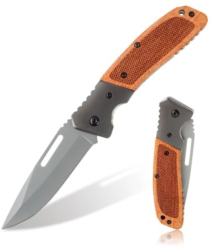dellyy Coltello Pieghevole, Coltello Tascabile da Esterno, Coltellino Tascabile, Coltello Campeggio Pieghevole, Coltello Portatile per Campeggio, Escursionismo, Pesca, Barbecue, Regali per Uomo