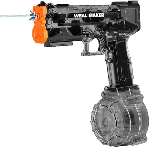 USB Charging Upgraded Electric Water Gun,Transparent Automatic Water Pistol High Powered IP67 Waterproof,Up to 26FT Longer Range,for Kids and Adults (Black)