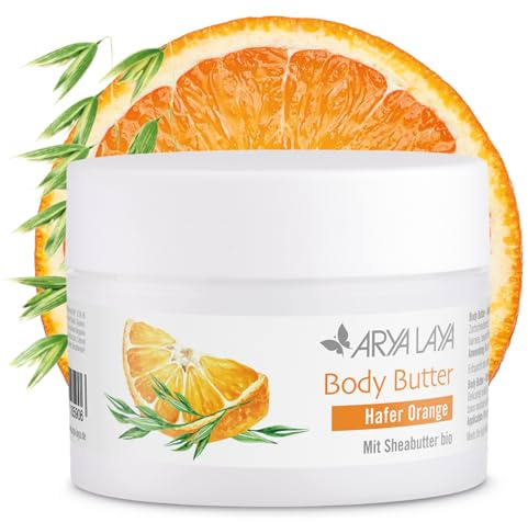 ARYA LAYA Body Butter Hafer Orange, 200 ml - reichhaltige Körperbutter mit Sheabutter bio, auch geeignet für trockene Haut, dezenter Duft nach Orange und Cerealien, vegan