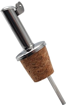 Leddy Living Tappo Dosatore per Olio in Acciaio Inox con Tappo in Sughero e Chiusura Automatica Inclinando la Bottiglia – Versatore Elegante per Cucina Professionale o Uso Quotidiano