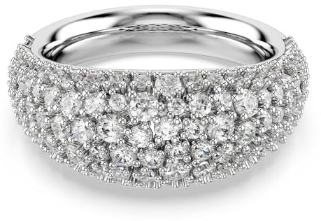 Swarovski Sublima Anello, Gioiello Versatile per Occasioni Speciali con Zirconia Trasparenti, Pietre Incastonate con Tecnica Chatonnage, Placcatura in Tonalità Rodio, Taglia 52