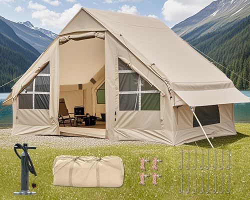 DanCoom Tente gonflable pour camping, tente de glamping pour 4 personnes, tente dôme, facile à installer, 4 saisons, imperméable et coupe-vent, tente de camping familiale, camping