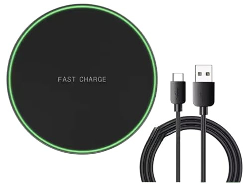 Caricabatterie wireless a induzione rapida da 30 W con cavo USB-C, pad di ricarica rapida con LED,