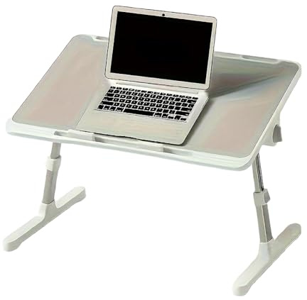 GLDFW Justerbart laptop-skrivbord med fack, halkfri remsa och låda, multifunktionellt vikbart studieskrivbord, bärbar sängbricka