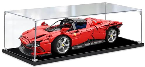 Vitrina Acrílica Transparente Antipolvo,para Lego Modelo Serie 10327 42056 42083 42096 42143 Grand Caja de Exhibición. (65x30x20cm, Base Negra)