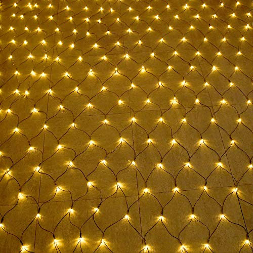 AufuN LED Lichternetz 6x4m 480LEDs Lichterkette Lichterkettennetz 8Modi Lichtervorhang mit Stecker für Halloween Weihnachten Hochzeit Party Innen und Außen Dekoration, Anschließbar, Warmweiß
