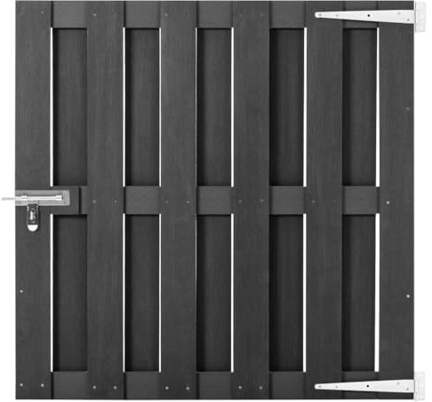 vidaXL Puerta de Jardín Verja Entrada de Patio Portal Terraza Cerca Hogar Listones Verticales con Pestillo Deslizante Seguridad de WPC Gris