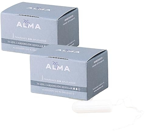 MyAlma Bio-Tampons mit Applikator – Normal - (2x14 Stück) – 100% GOTS - zertifizierte Bio-Baumwolle – Ohne Duftstoffe & Chlor oder Plastik – hypoallergen (NORMAL)