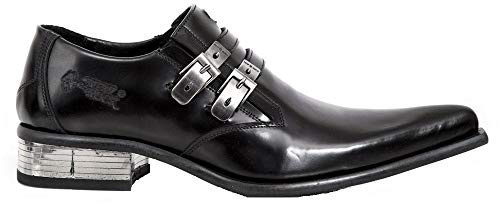 New Rock M-2246-S14 NEWMAN SHOES Black Leather Buckle Steel Heel - black 6