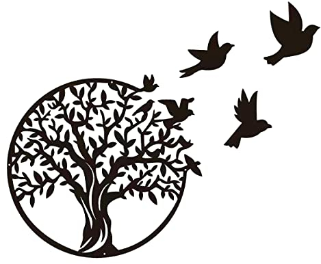 Metall Baum des Lebens Wanddekoration Silhouette Kunst,Baum des Lebens Black Wanddeko für Geschenk Geschenk Innen Außen Garten Haus Dekoration (30x30cm)