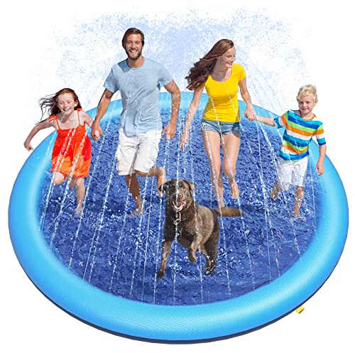 Peteast Piscine pour Chiens Grands et Petits Chiens et Enfants 87 Pliable, Tapis d'arrosage Anti-éclaboussures, épais de 0,58 mm, antidérapant, respectueux de l'environnement, Durable, pataugeoire
