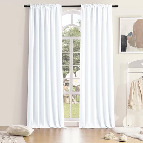DONREN Room Divider Curtains for Bedroom Sliding Glass Patio Door - 50% Light Blocking Hallway Window Covering Curtain Draperies for Large Window,Pure White,5FT x 8FT,60 Wide by 96 Long