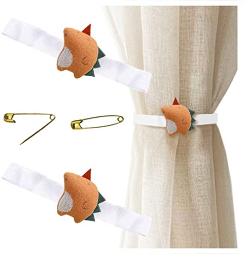 ANSNOW 2 Piezas de Soporte para Cortina de Zorro Naranja de Felpa, Animales de Dibujos Animados, Alzapaños para Cortinas, Alzapaños para Cortinas para Dormitorio de Niños Y Guardería/Monstruo Naranj