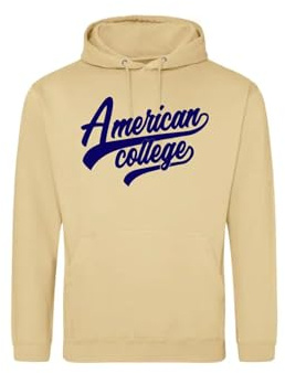 AMERICAN COLLEGE USA Tröja tröja med tryck varma kläder unisex barn pojkar och flickor casual modell ACSCW1 beige 14 år, Beige färg, 14 �r