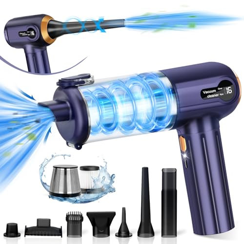 Ceboic Aspiradora de Mano Sin Cable, 16000PA Aspirador Coche Potente, 4 en 1 Mini Aspirador de Mano Portátil, Recargable USB Aspiradora de Coche para Pelo de Mascotas, Coche, Casa, Cocina, Oficina