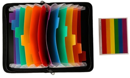 Ieron Organizador de Archivos en acordeón pequeño con Etiquetas, Carpeta de Archivos expandible de 13 Bolsillos de Colores para organizadores de Documentos, Carteras, Oficina y hogar