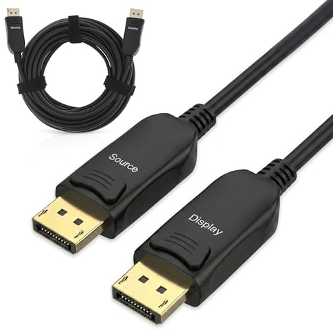 InLine® DisplayPort 2.1 AOC-kabel, aktiv, UHBR 13,5, 10K/8K/4K, förlustfri överföring, med metallkontakter, 50 m, svart, 17250 A