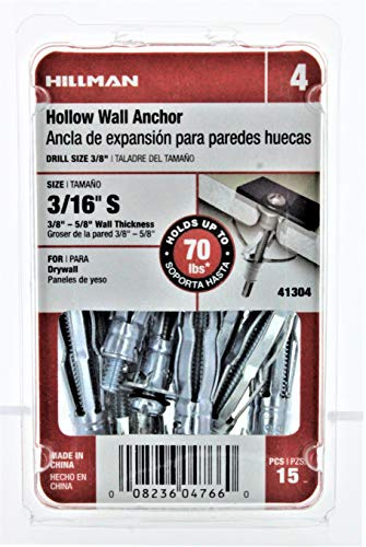 Hillman 3/16 in. Dia. x 3/16 Short in. L Metal Pan Head Hollow Wall Anchors 15 pk