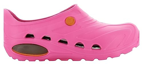 Säkerhetsjoggare lättvikt clog kvinnor – slip-on clog för män, halkfri, antibakteriell, antistatisk och anti-svamp, perfekt för sjukhus och kök, rosa UK 7,5/8