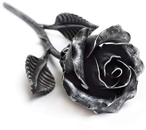 Hand Forged Forever Metal Rose Sculpture - Romantic Anniversary Gift