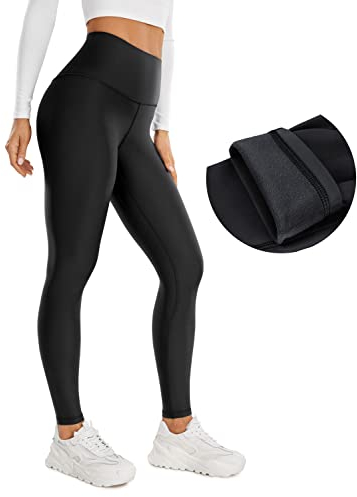 CRZ YOGA Damen Sport Thermo Leggings Winter Warme Sports Yoga Leggins High Waist Fleece Thermal Sportleggins - 71cm Schwarz 38