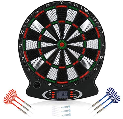 Ejoyous Elektronische Dartscheibe, Dartautomat mit 6 Dartpfeilen und LCD-Display, Professionelle elektronische Dartscheibe, Dartspiel, Darts