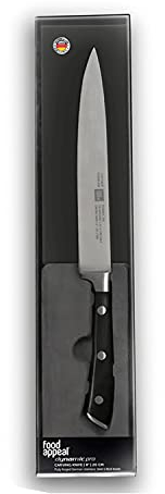 food appeal Dynamic Pro Cuchillo de trinchar de 20 cm, para aves de corral, asados y otras carnes cocinadas, acero inoxidable, color negro, antioxidante, corte liso