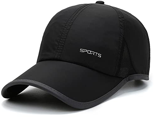CLAPE Wasserdicht Atmungsaktiv Basecap Herren Schnelltrocknend Mesh Sport Cap Unstructured Running Hat Leicht Baseball Cap UV-Schutz Schildkappe Black GSXT6