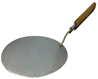 Vsorce4u 1 x 12 Inches Iron Roti Chapati Tawa with Wooden Handle - Black Pancake Pan Crepe Pan Omelette Parath Flatbread Dosa Tava Multipurpose Tawa for Cooking Baking