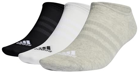 adidas Thin and Light 3 Pairs Calzini Invisible/Sneaker, Medium Grey Heather/White/Black, XS