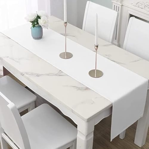 LivinEase – Chemin de Table pour Table à Manger 42 x 240 cm – Élégamment drapé, 250 g/m² Blanc Chemin de Table – idéal pour la décoration de fête de Noël