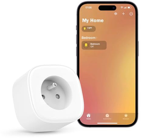 Meross Prise Connectée (Type E), 16A Prise WiFi Compatible avec Apple HomeKit, Amazon Alexa et Google Home, Prise Intelligente avec Commande Vocale, Contrôle à Distance et Fonction de Temps