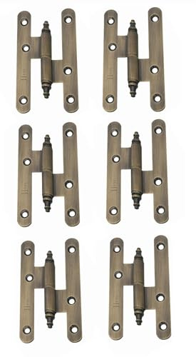 AZERODESIGN-Bisagras Puertas Madera-Bisagras para Puertas-Pernio Bisagra-Material Acero con Remates-Pack 6 Unidades-Medidas100x57mm-Cantos Redondo (DERECHA, BRONCE RUSTICO)