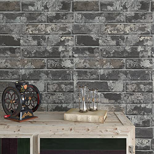VaryPaper Papel de Pared Ladrillo Gris 40cmx200cm Papel Pintado Efecto Piedra 3d Papel Autoadhesivo pared Lavable Baño Papel Tapiz Impermeable para Cocina Papel de Pared Decorativo Salon Escalera