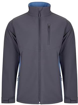Velilla 106004; Cazadora Soft Shell Bicolor; Color Gris y Celeste; Talla XL