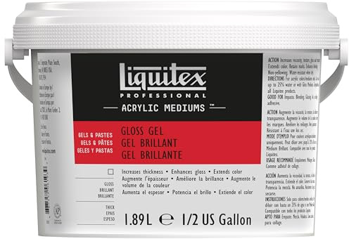 Liquitex 5340 Gel Médium Brillant Professionnel pour Peintures Acryliques – Augmente la Brillance, la Luminosité et la Transparence des Couleurs Acryliques – Bouteille 1,89 L, Transparent