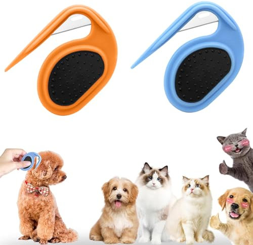 Pet Knotting Comb,2pcs Entfilzungsmesser Katze, Entfilzer mit Stahlklinge,Knotting Comb für Katze,Splitter Fell-Entwirrer Entfilzungskamm für hunde entfernt Unterwolle & Verfilzungen