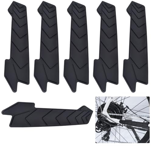 Fahrrad-Kettenstrebenschutz, Silikon-Kettenstrebenschutz, Kettenschutz, Fahrradrahmenschutz, abriebfeste und kratzfeste Lackschutzfolie, 3 m Klebstoffrückseite, 6 Stück