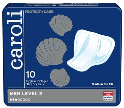 Caroli Hygiene Einlagen Men Level 2, Vorteilspack 7 x 10 Stück, Rundum Schutz, hohe Saugfähigkeit, diskretes Design,