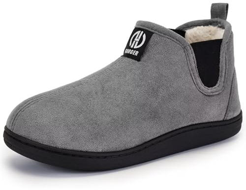 GURGER Zapatillas de Estar por Casa Mujer Hombre Forro de Cálido Botas de Casa Invierno Botas Chelsea Interior Exterior Espuma Viscoelástica Altas Pantuflas de Casa Botines Gris 44 45