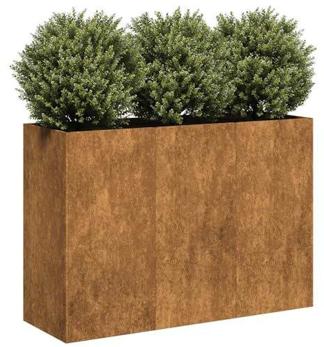 Gecheer Fioriera,Vaso,Letti Rialzato,Fioriera Rialzata,da Giardino,in Acciaio Corten,Ruggine,120x40x80 cm,Letto di Coltura Rialzato,Fioriere da Esterno,Grande,Fioriere in Metallo