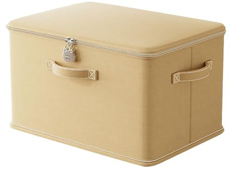 Scatola richiudibile pieghevole con coperchio, organizer pieghevole con chiusura a combinazione, per armadio o sotto il letto (32 x 24 x 18 cm)