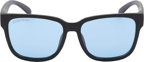 CRESSI Bivi Sunglasses Svart/Ljusblå Linser Unisex Lätta Sportsolglasögon Polariserade Löpning Cykling Körning Vattensporter, TR90-båge Svart, Blå TAC Lins