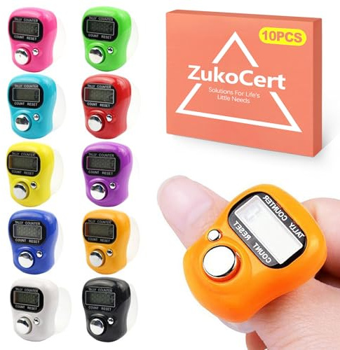 ZukoCert 10-Pack Digital Finger Clicker Counter, Handheld Tally Clicker for Counting, Lap Counter, Pitch Counter, Crochet Row Counter for Knitting, Classroom & People Counting