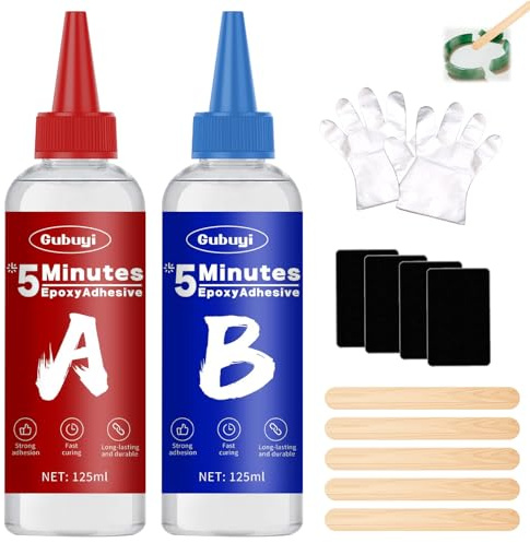5 Minuti Colla Epossidica, Coll-a Bicomponente per Plastica, Adesivo Epossidico a Indurimento Rapido, Resistente Alle Alte Temperature, per Plastica, Ceramica, Porcellana, Legno