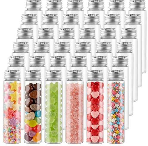 LDXDRU Lot de 36 tubes à essai avec bouchon à vis - 80 ml - Tubes à essai avec couvercle transparent - En plastique - Pour fleurs, bonbons, perles, plantes, sels de bain réutilisables