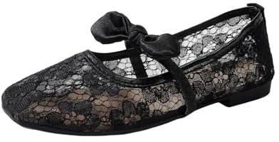 Generisch Ballerines confortables pour femme - Chaussures de danse classiques - Chaussures de danse antidérapantes - Chaussures d'été larges - Chaussures de ballet sportives à lanières, Z02 noir., 37